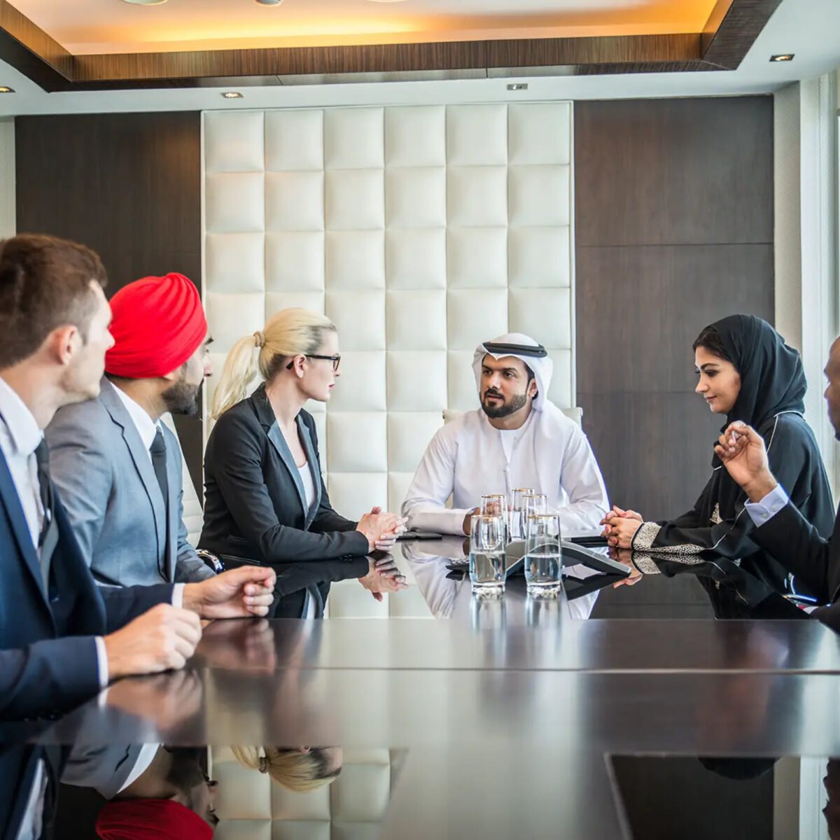Team at work on SEO strategies in a Dubai office