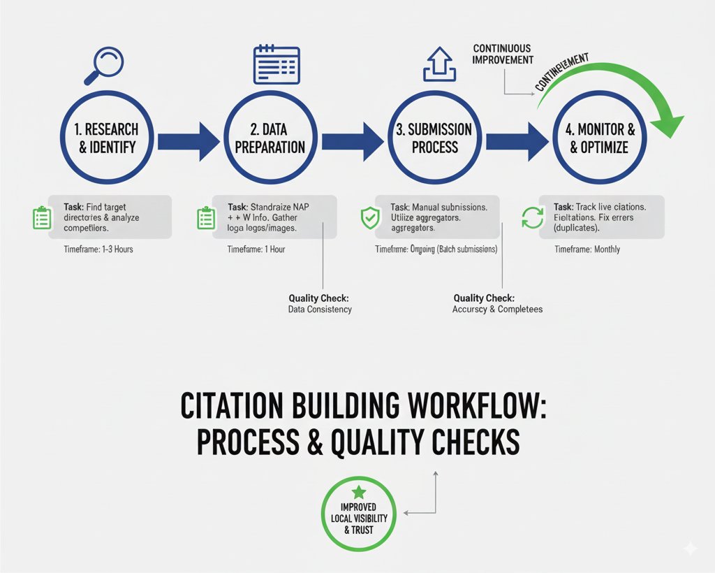 Citation building workflow diagram showing the process